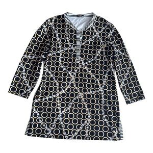 J. McLaughlin Catalina Cloth Biscayne Banded Collar Chain Print Tunic size L